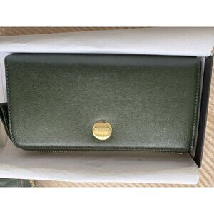 Barcos Hunter Green Leather Zippy Long Wallet New In Box